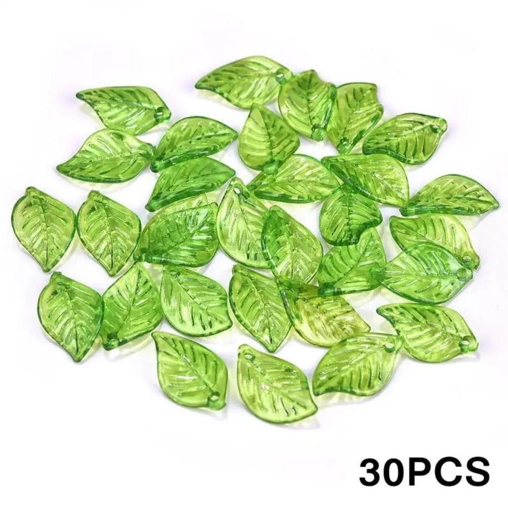 

30 шт. Акриловые бусины зеленые прозрачные в форме листа бусины в форме листа подвески в форме листа бусины для женщин 10.6X17mm