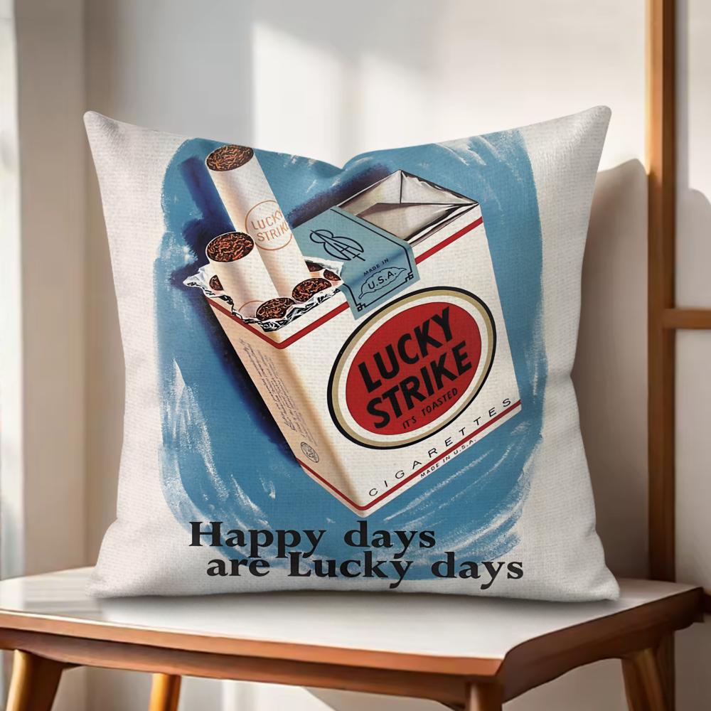 

Luxury LLucky CCigarettes Cushion Cover Natural Linen Organic Fabric DoubleSided Printing Couch Pillow Covers Home Decor 30x30cm