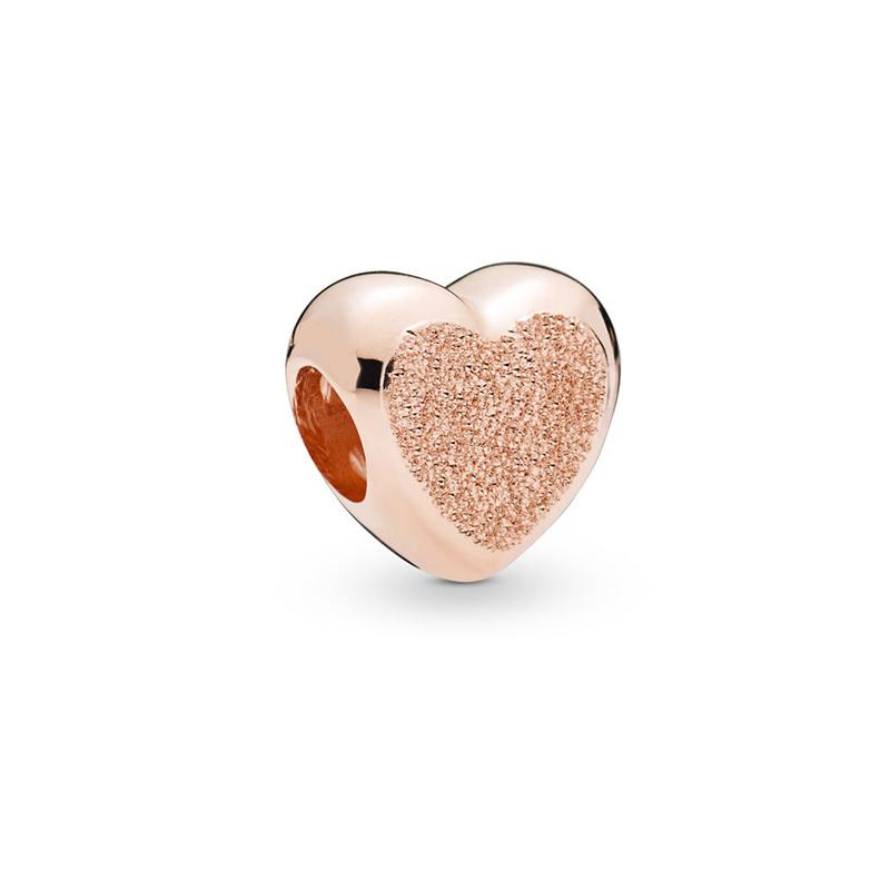

925 Silver Rose Gold Charms Open Heart Sparkling Polish Charm Pendant Clip Stopper Charms Fit Original Bracelet