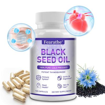 Fearathe Black Seed Oil Supplement, 1,000mg, Pure Cold Pressed, Potent Thymoquinone, 120 Caps