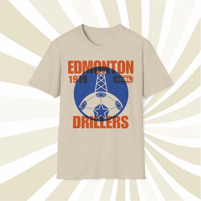 Herren- und Damen-T-Shirts Edmonton Drillers 1979 NASL Vintage Offsetbedrucktes Fußball-T-Shirt