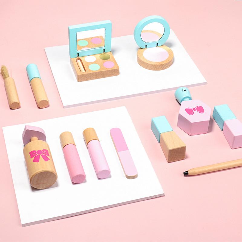Wooden Play Kids Set Pretend Makeup Hairdressing Tools Interactive Fun Learning