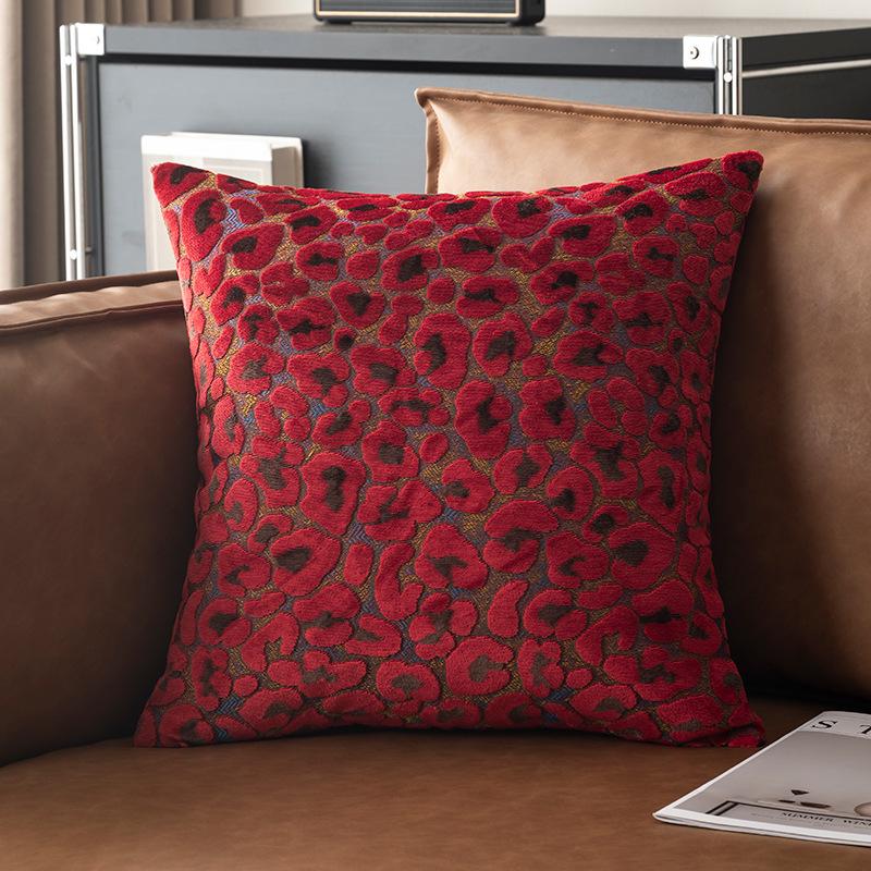45x45cm Leopard Print American Cut Fleece Sofa Pillow Cover Cotton and Linen Pillow Office Nap Pillow Car Cushion Pillowcase