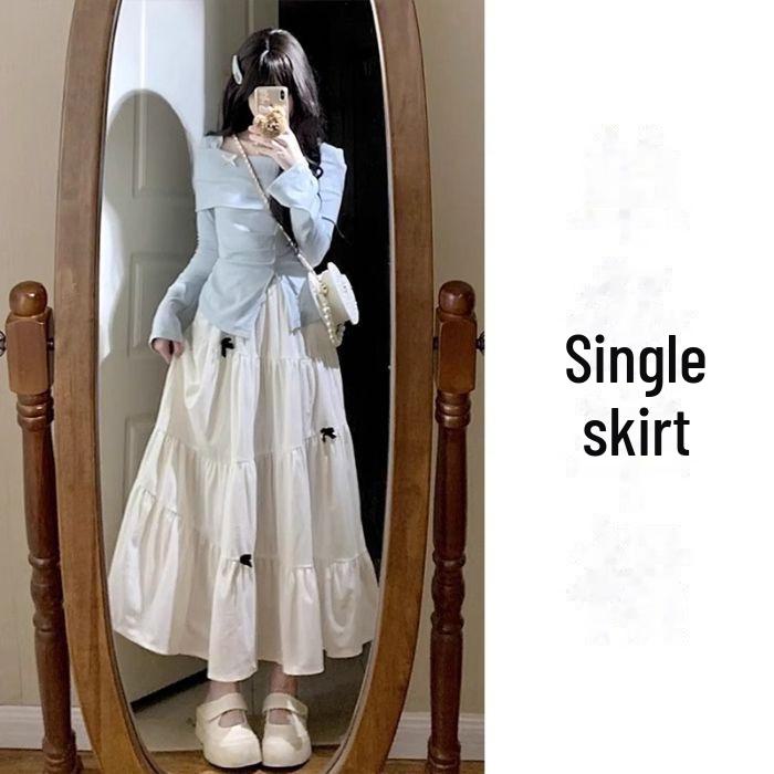 French Blue Long-Sleeve Spring Dress for Women 2025 - Small Sizes Available