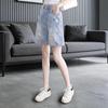 Women's Embroidered Washed Wide-leg Denim Capri Pants
