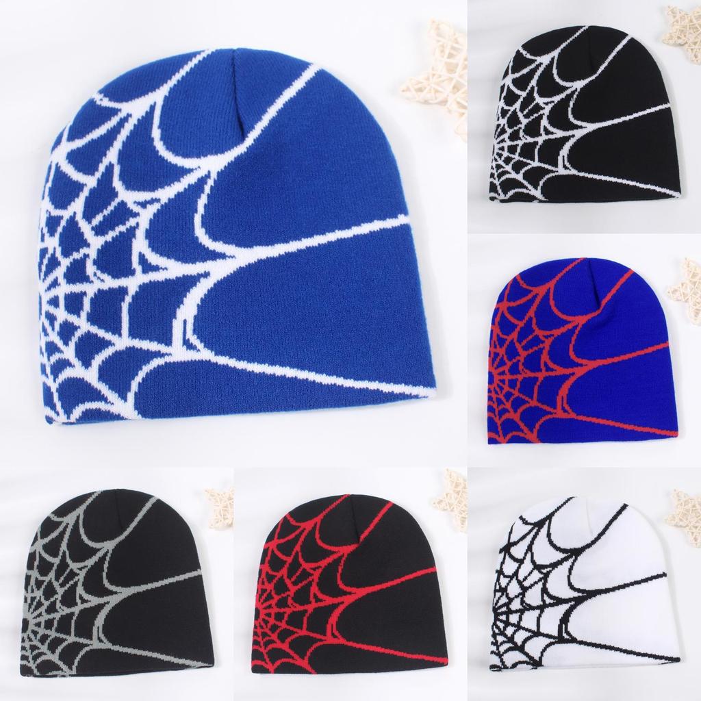 Versatile Style Hat Cool Spider Web Mens And Womens Warm Knitted Hatsbeanie