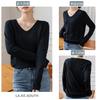 Knit Loose Long Solid Office Casual Basic Long La,Ke,South Women's V-Neck Sweater, Autumn/Winter, Fit, Sleeves, Cotton, Color, Stretchy, Soft,
