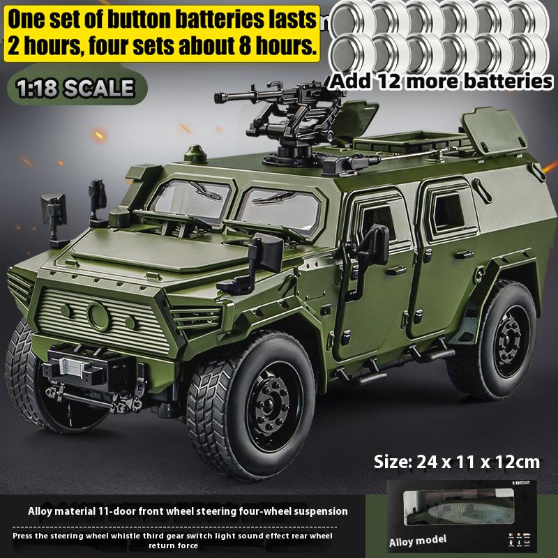 1/18 Dongfeng M-Terra Armored Vehicle SWAT Alloy Off Road Diecast Model Sound Light Pull Back Toy Trendy Ornament Gift for Boy