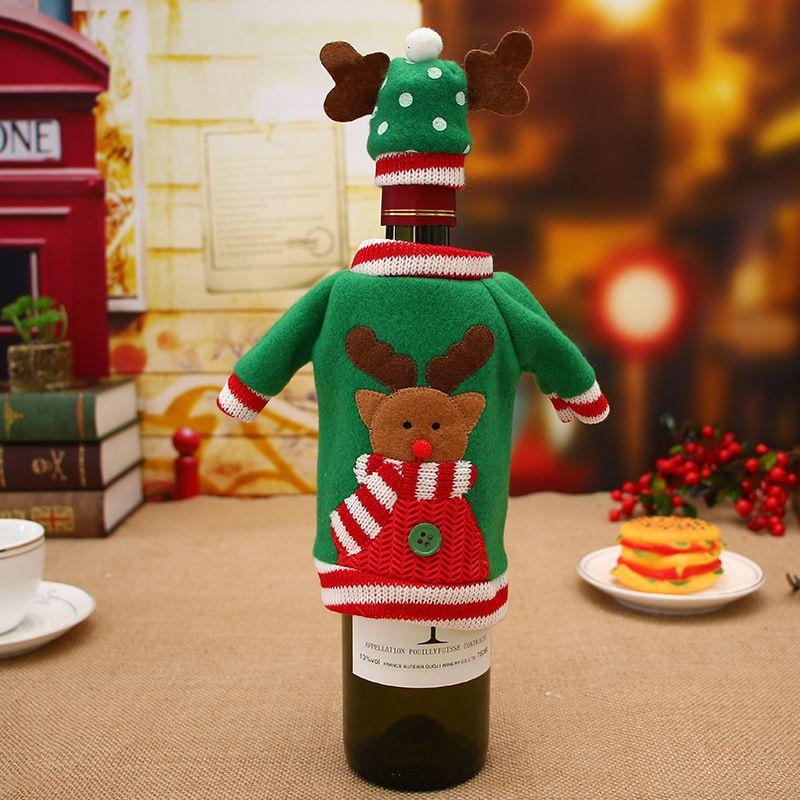 Charming Red Wine Bottle Cover Bags With Santa Claus And Snowman For Holiday Cheer