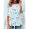 Efterår og Vinter Dame Blomst 3D Printet Rund Hals Langærmet T-shirt