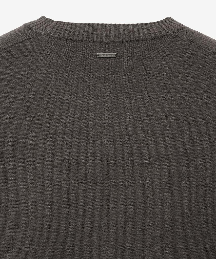 ZIOSONGZIO Semblance Whole Garment Crew Neck Knit Ash Brown Zi2Kt806Aw
