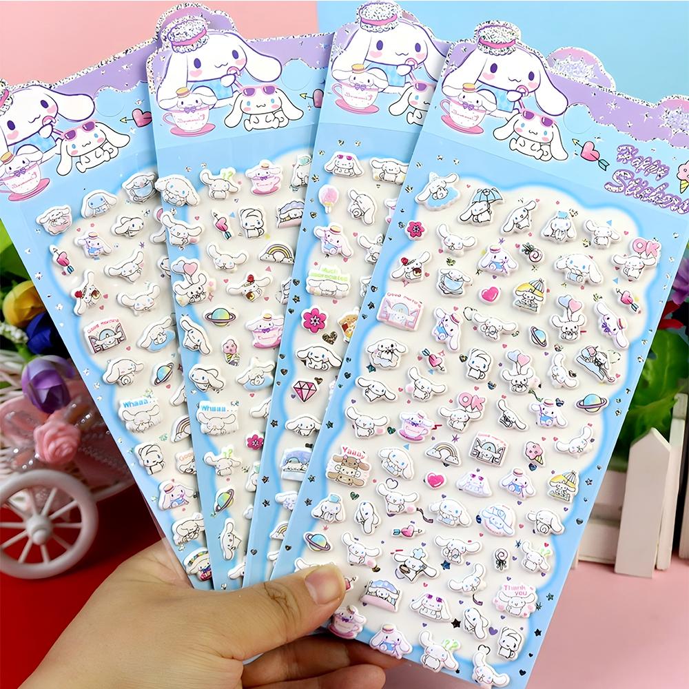 4Pcs Kawaii Cinnamoroll Bubble Stickers 3D Decoration Decals Cute Cartoon Reward Puffy Sticker Stationery Supplies Toys Gifts