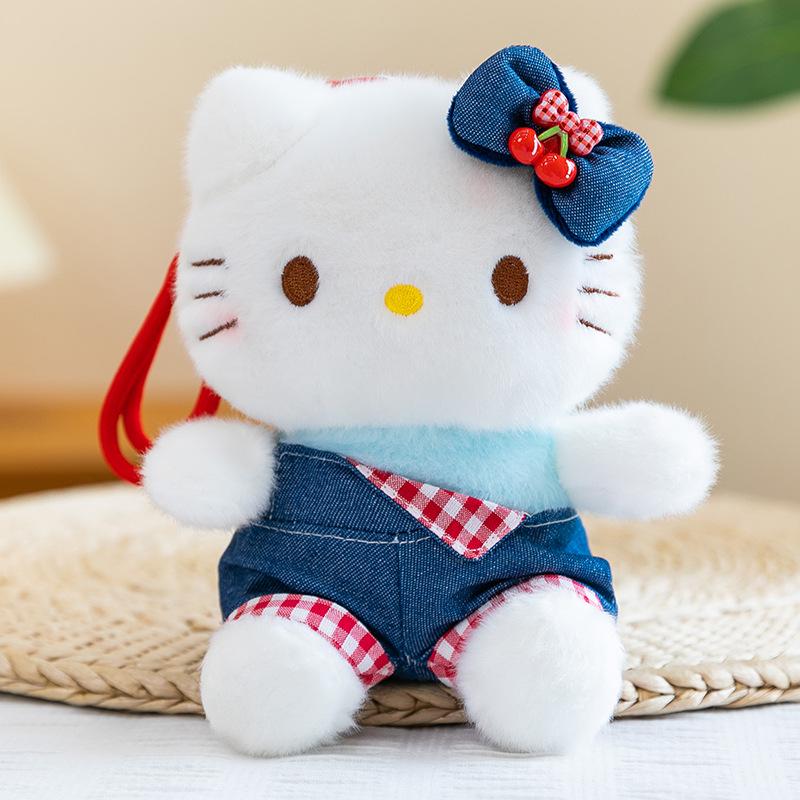 Hello Kitty 6" Pendant Plush Doll with Overalls Keychain