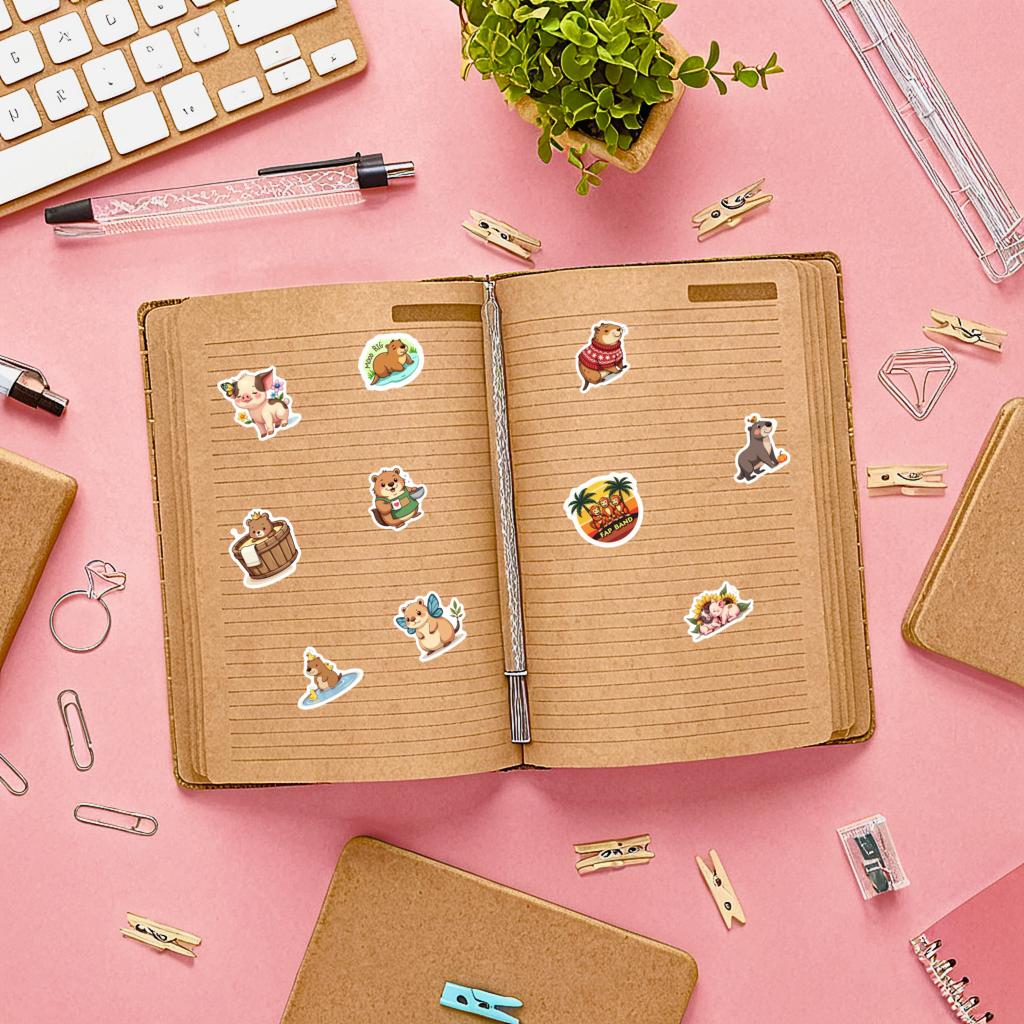 35-50pcs Bookish Autumn Graffiti Stickers Cartoon Ghost Books Graffiti Diy Bookbook Notebook Stickers Stickers