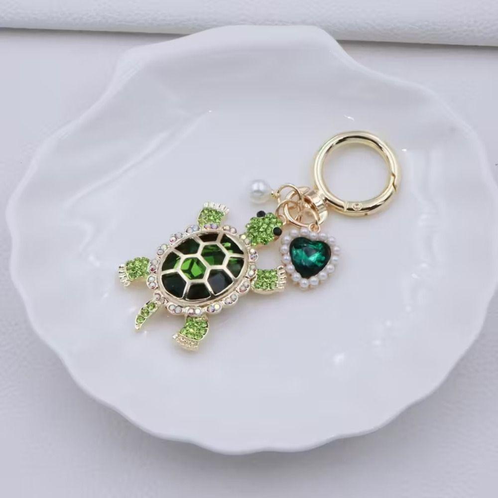 Rhinestone Turtle Keychain Colorful Ocean Hanging Pendant Lovely Marine Turtle Pendant  Gift