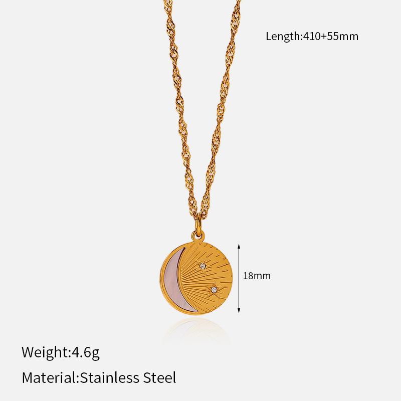 Gold Furnace Craft Necklace Star Moon Sun Pendant Electroplated Titanium Steel Fade Resistant Jewelry