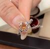 Champagne Simulated Moissanite 1 Carat Open Ring – Women's Luxurious Versatile Design