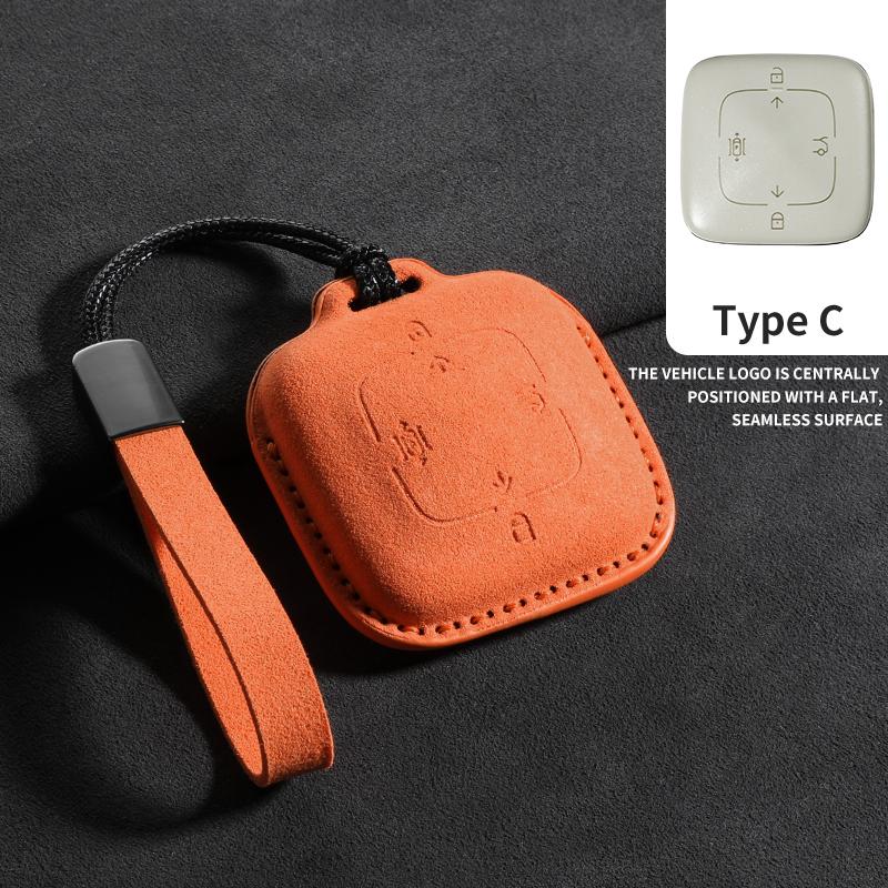 4 Buttons Suede Leather Car Key Case Cover For ZEEKR X 001 007 009 7X MIX Anti-Scratch Auto Keychain Protector Shell Accessories