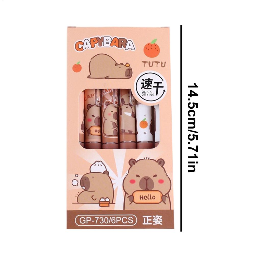 

6Pcs Cute Cartoon Capybara Retractable Erasable Pens Cute Capybara Pens Nibs Blue Ink Writing Supplies Aesthetic Stationery чорний