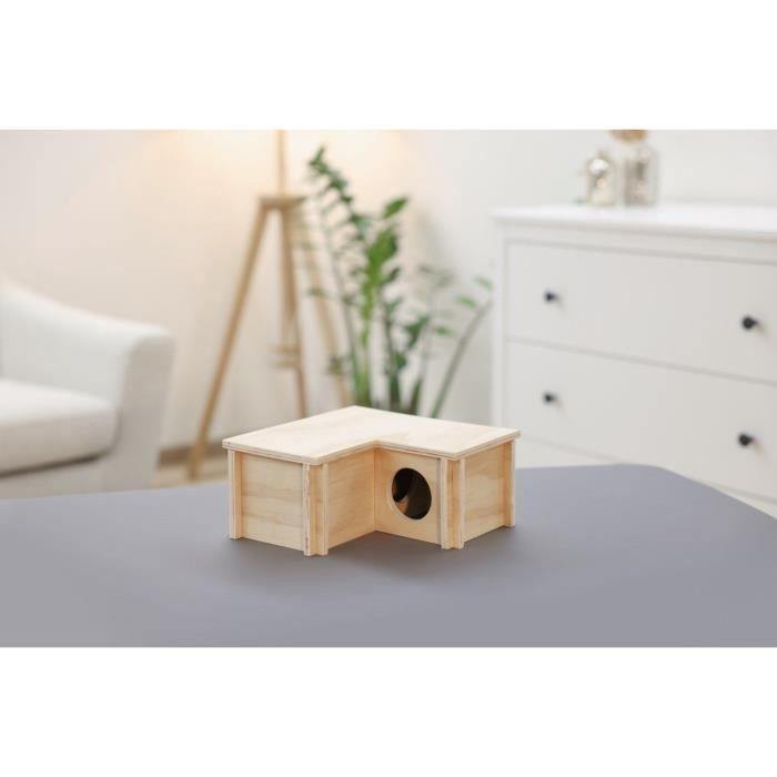 Abri pour petits rongeurs - Kerbl - Modèle 3 chambres - Beige - Toit amovible - Montage simple - KERBL