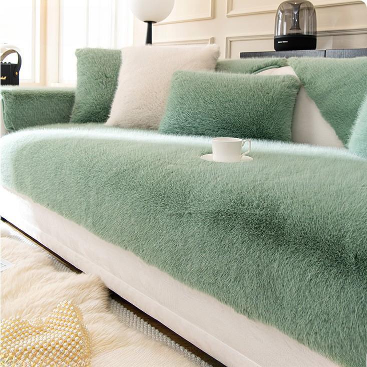 1 Stück Imitation Kaninchen Plüsch Sofabezug Dick Plüsch Winter Sofa Überwurf, Couchbezug Möbelbeschützer Für Schlafzimmer Büro Wohnzimmer Heimdeko