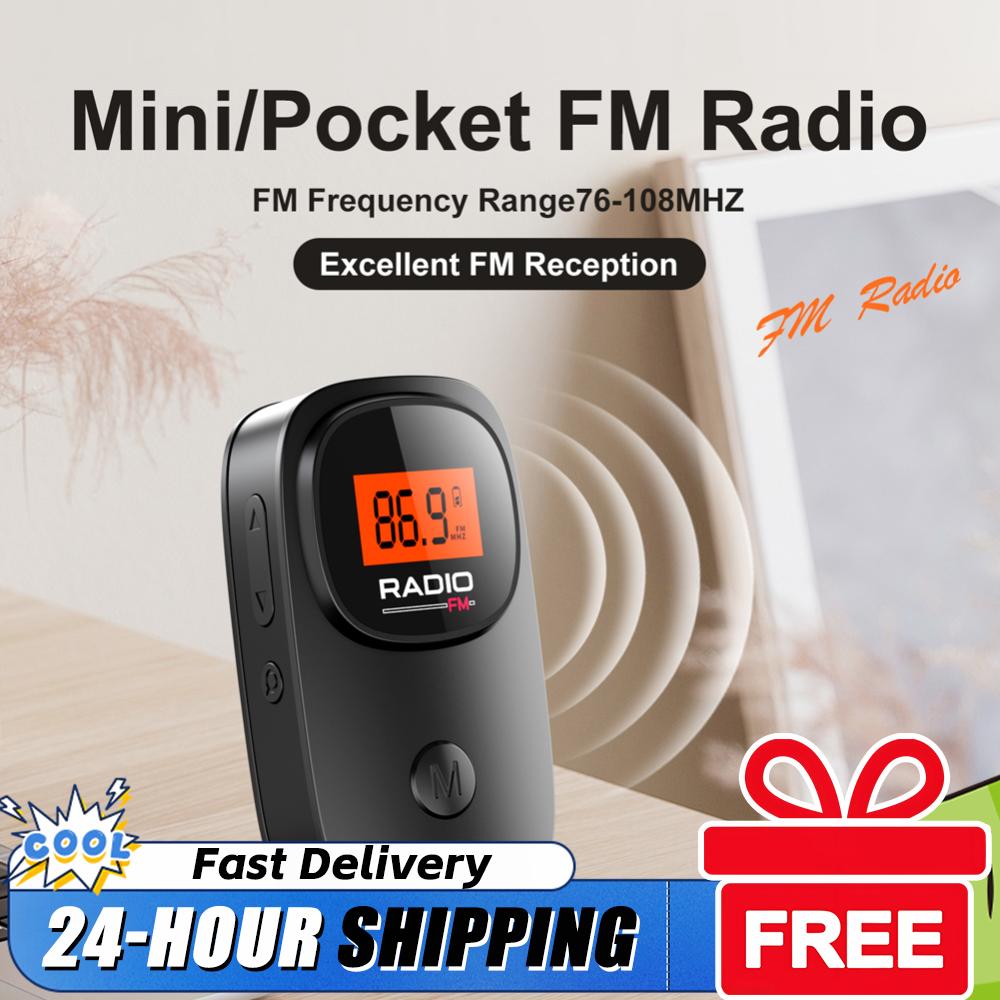 Mini Portable FM Radio Digital Tuning Pocket Clip Radio with Earphone Battery Operated Radio for Home Outdoor Walking Jogging