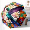 1pc Hummingbird StainedGlass Automatic Open/close Umbrella, 8-Rib Sturdy Structure, Portable Travel Umbrella, Parties, Everyday Use, Outdoor