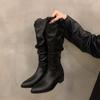 Fashion Autumn Winter Middle Heel Ladies Knee High Shaft Shoes 2025 New Waterproof Women's Long Boots Rock Fashion on Offer Footwear