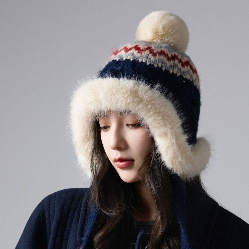 Ethnic Style Fair Isle Style Beanies Warm Lei Feng Hat Casual Jacquard Knitted Hat Winter