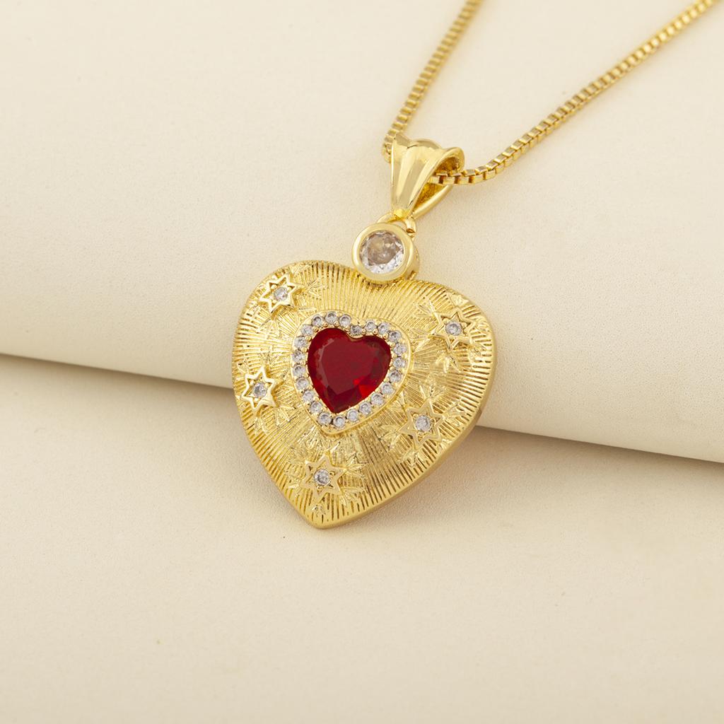 Nidin Light Luxury 3 Styles Sparkling Zircon Heart Pendant Necklace Vintage Romantic Love Jewelry Gift For Women Girlfriend Wife