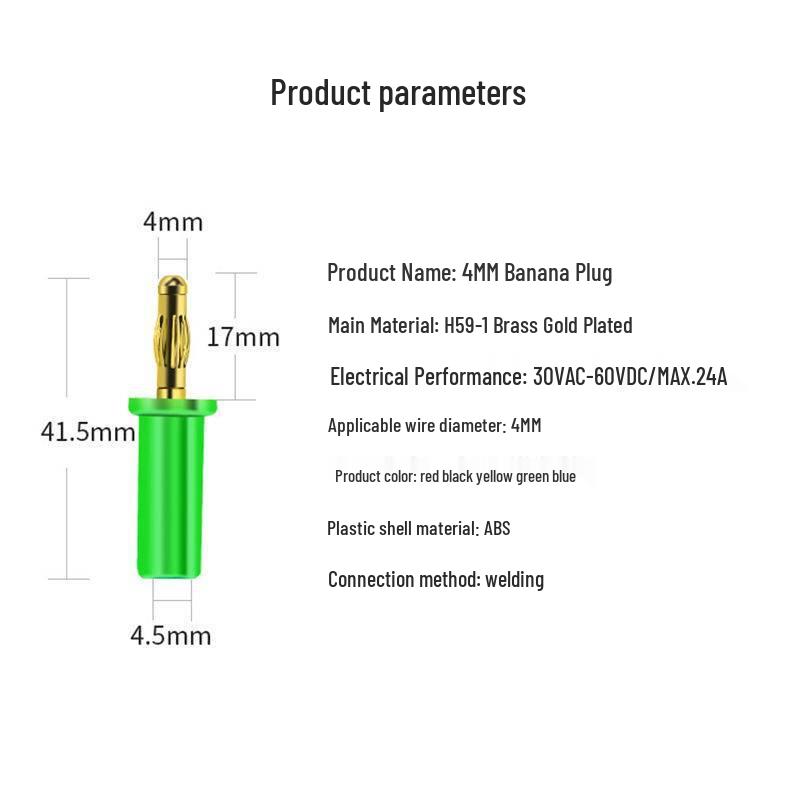 Gold-Plated 4mm Banana Plug Connector for Industrial Instruments
