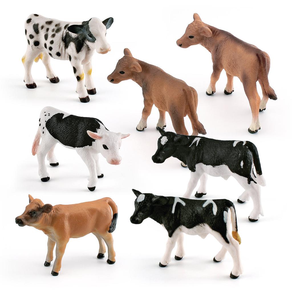 Delightful Farm Pvc Animal Figurines Black Spotted Dairy Cow Yellow Cow Jersey Calf Toys