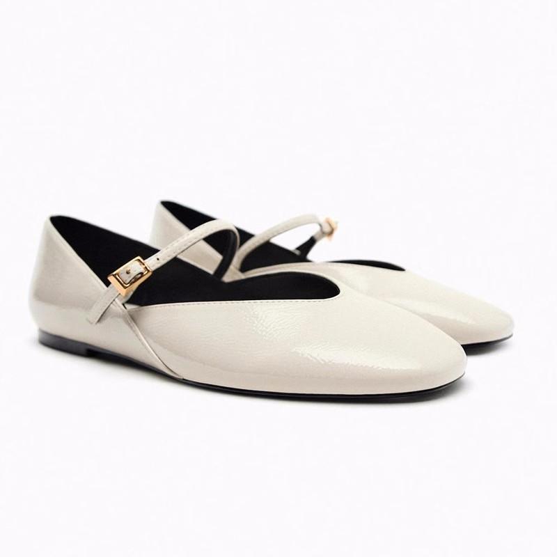 Fashion New Style Luxury Spring Designer Red Women Ballet Shoes Casual Round Toe Flats Patent Leather Office Female Shoes Zapatos Mujer