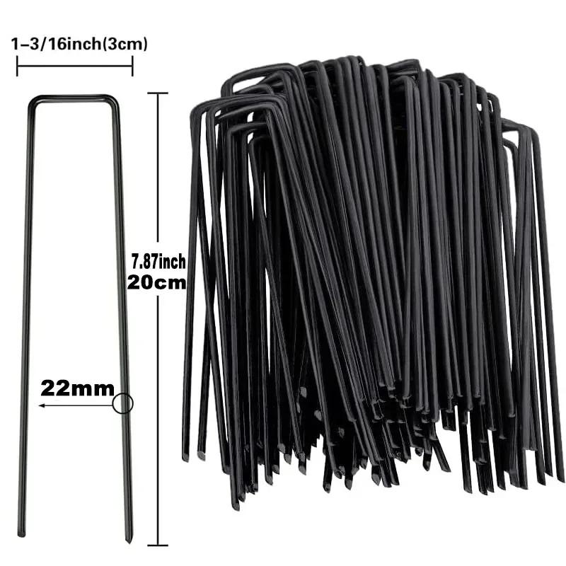 Capse de grădină tip U, țăruși de gard rezistent, țăruși de gazon, țevi galvanizate pentru peisaj, țeavă pentru barieră de gazon, unghii la sol