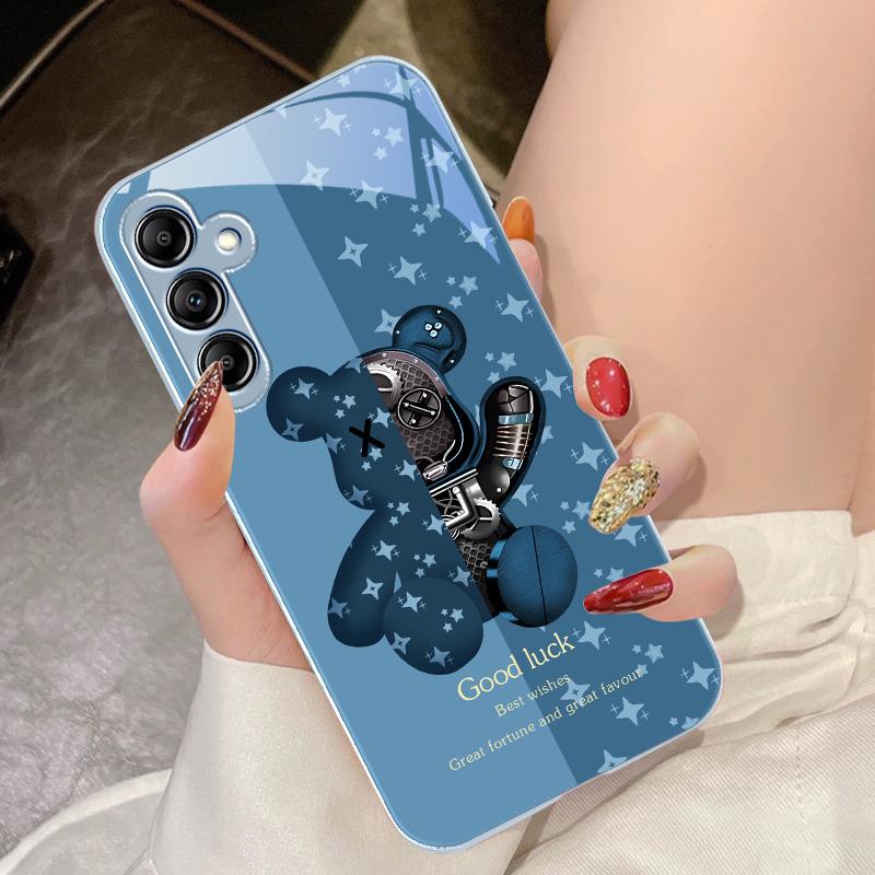 Brown Machine Bear For Samsung Galaxy A14 4G 20 30 52 20S 21S 22 A32 33 34 42 50 51 53 54 70 71 72 73 5G Glass Phone Case