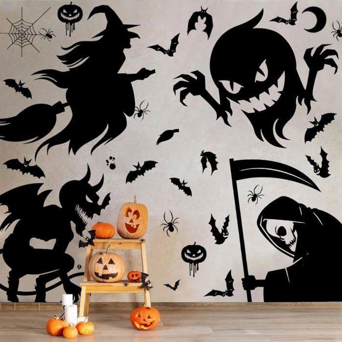 Autocollants de fenêtre - AIMOONSA - Halloween - PVC électrostatique réutilisables - 65 pièces - Double face