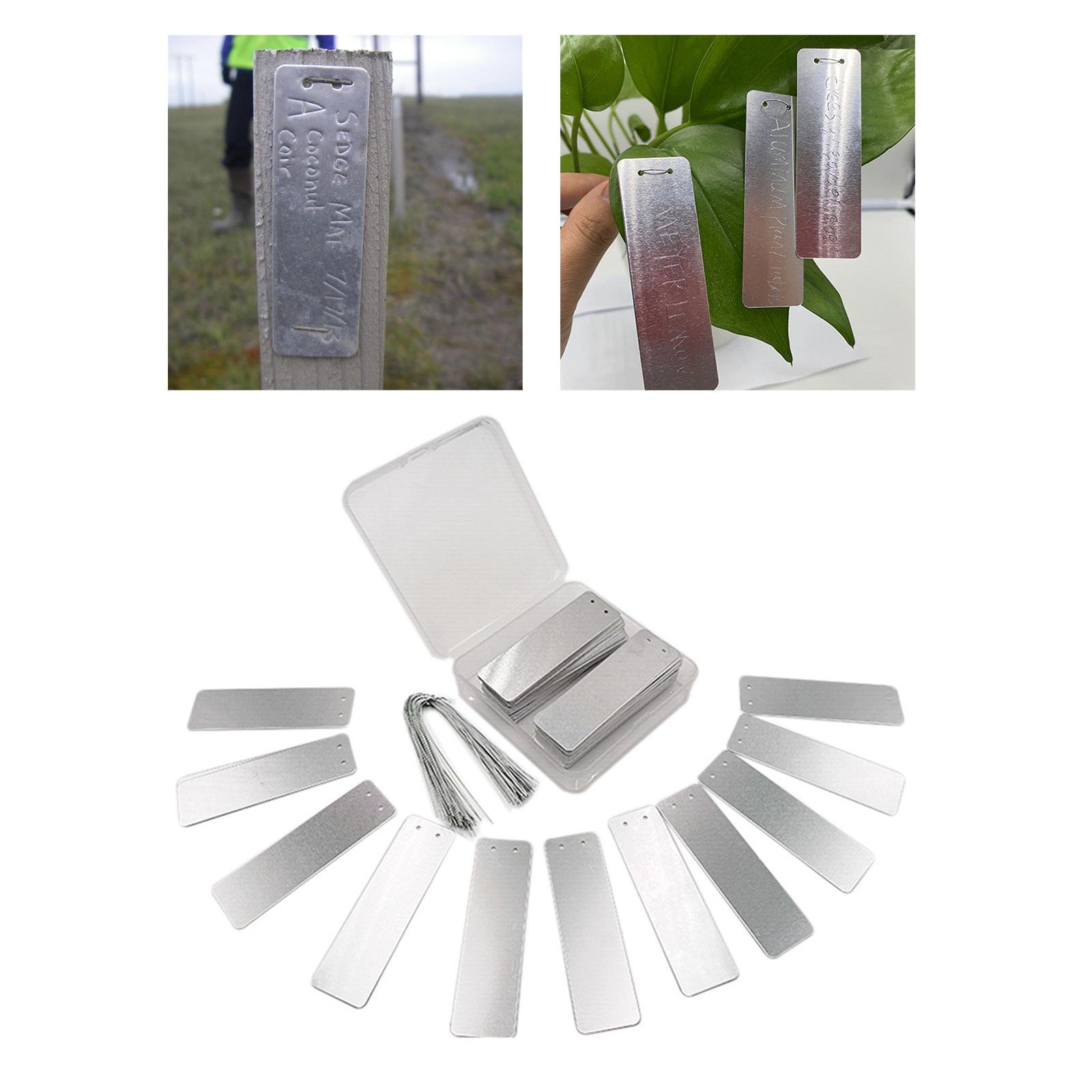 100Pcs Metal Plant Tag Aluminum Plant Labels with Metal Wire Double Sided Write Labels Hanging Plant Tag Waterproof