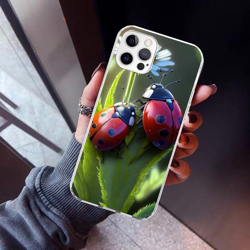 Insect Seven-Star ladybug Phone Case For iPhone 17 Air 11 13 Mini 14 15 Plus 16 12 Pro Max 16E SE 7 8 Pattern Soft TPU Back Cove