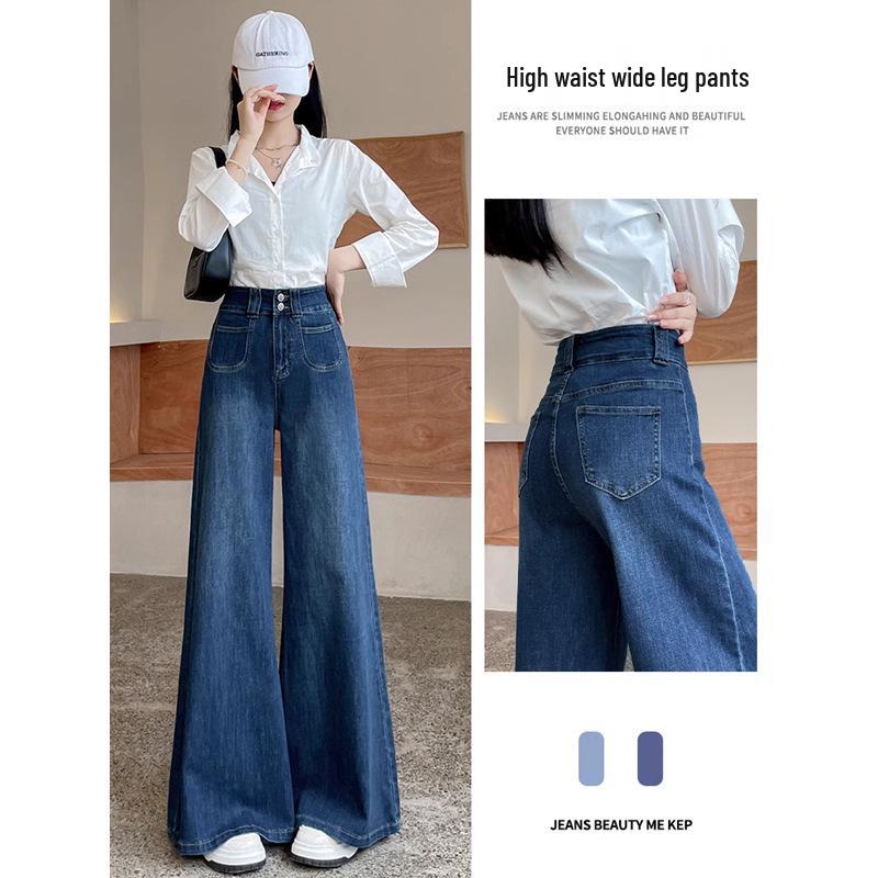 

Women s Dark Blue High-Waisted Flared Stretch Jeans - Fall/Winter 2024 XL