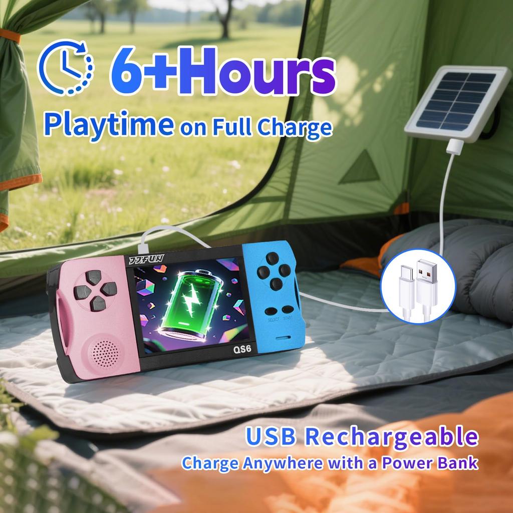 Portable Game Console for Ages 216 Educational No WiFi Instant Rechargeable Lithium Hours of Continuous and Early Ideal Gift for Indoor and Outdoor