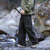 SWAMP AREA American Rivet Hiking Pants for Men, Spring And Autumn Trendy Cargo Pants, Casual Versatile Wrinkled Trousers KS2503 Black M