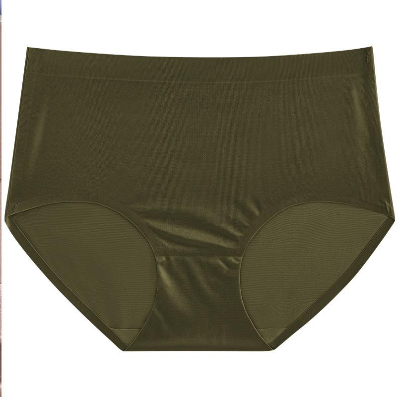 Plus Size Ladies Summer Thin Shiny Bread Hip No Trace Ice Silk Breathable High Waisted Briefs