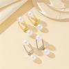 New Punk Zircon Imitation Pearl Drop Earring Korean Pin Shaped Dangle Earrings For Women Classic Charm Jewelry Gifts