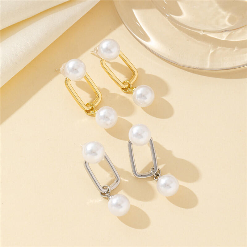 New Punk Zircon Imitation Pearl Drop Earring Korean Pin Shaped Dangle Earrings For Women Classic Charm Jewelry Gifts