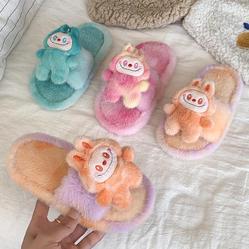 Warm Slippers Cute Little Animals Children's Casual Slippers 2025 Winter New Style Fashionable Cartoon Cotton Slippers for Girls