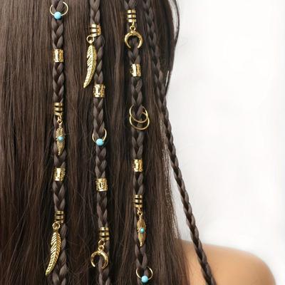 31 Stück Türkis Anhänger Dreadlock Zopf Haarperlen Zöpfe Haarringe Hippie Stil Haaraccessoires Loc Haar Schmuck für Zöpfe