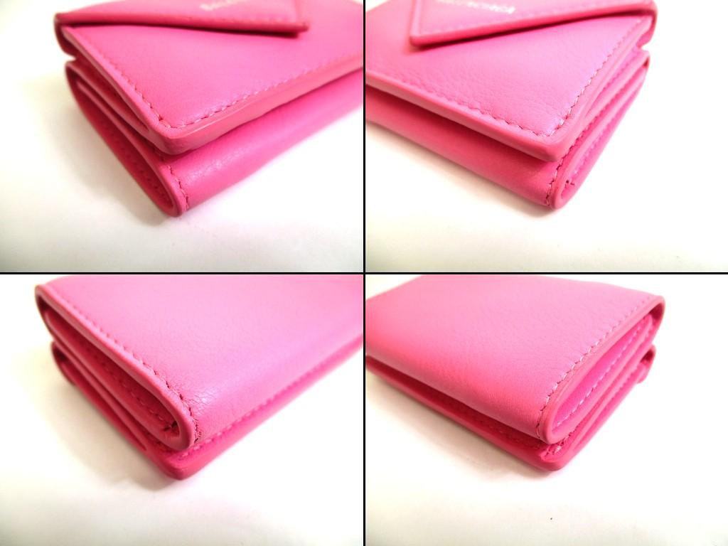 Authentic BALENCIAGA Pink Leather Trifold Mini Wallet Compact Wallet #b126  Open box