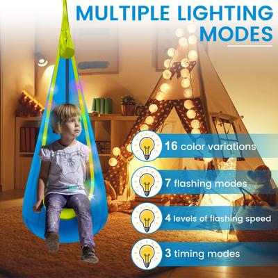 Kids Hammock Swing With LED Light Adjustable Comfortable Inflatable Sensory Swing Hanging Hammock for Indoor and Outdoor Toys