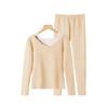 Women's Double-Sided Velvet Thermal Underwear Set - Self-Heating, Seamless Long-Sleeve Top & Pants for Autumn/Winter