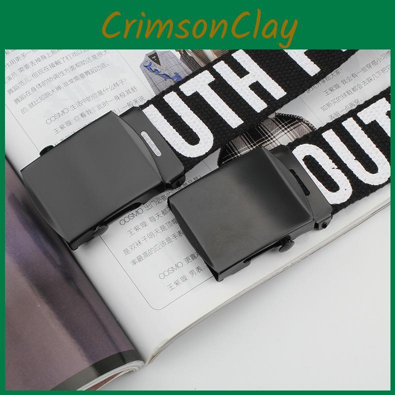 Printed Canvas Letter Waist Strap With Iron Buckle For Casual Outfits Fashion